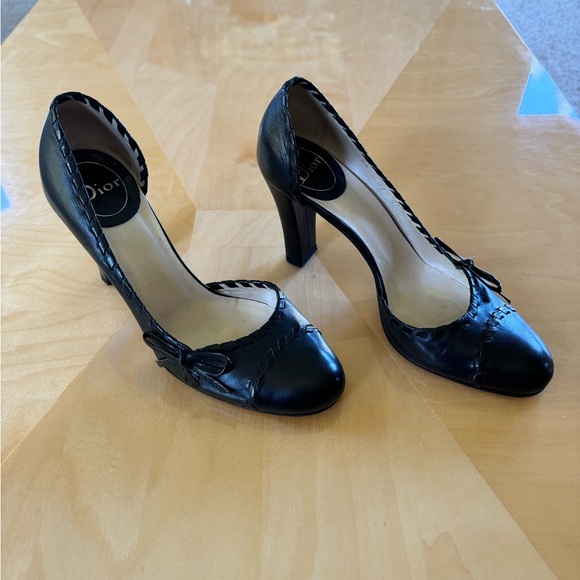 EUC Dior Black Leather Round Toe Heels Size 39 8.5 - Picture 8 of 9